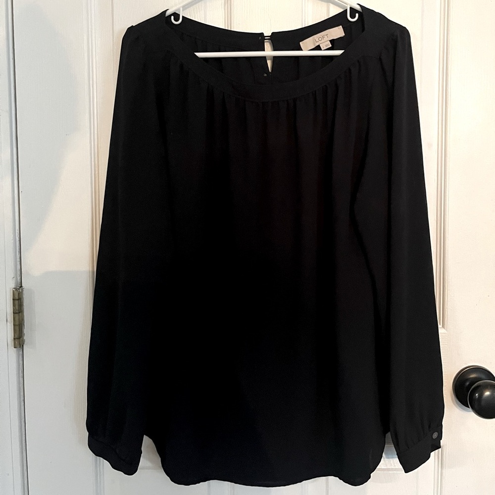 Navy Blue Loft Long Sleeve Blouse - Like New - Ann Taylor LOFT - Size Large